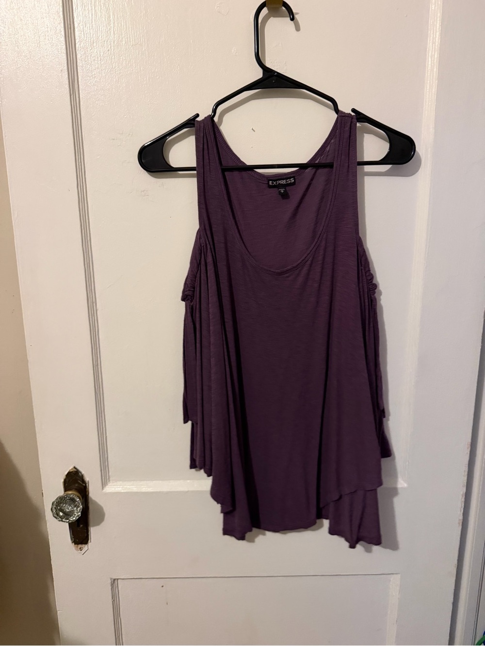 Express Purple Flowing Draped Tank Top